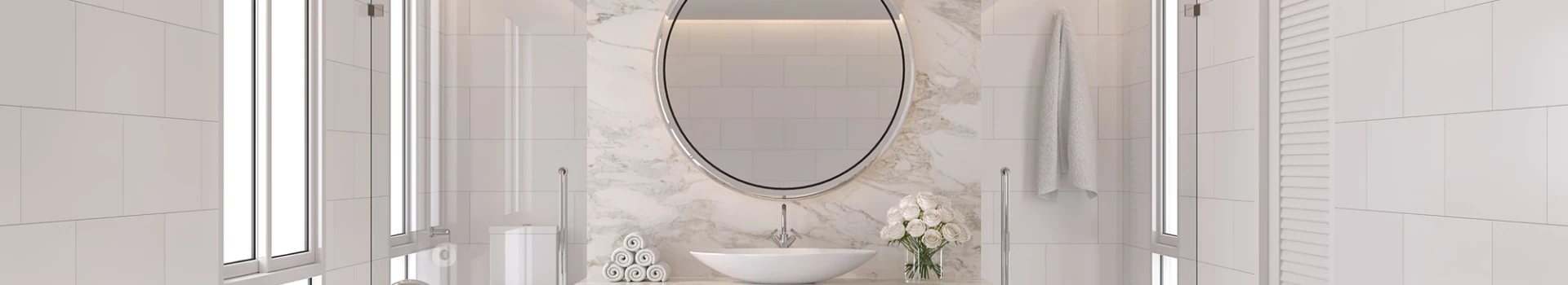 okrągłe lustro w łazience